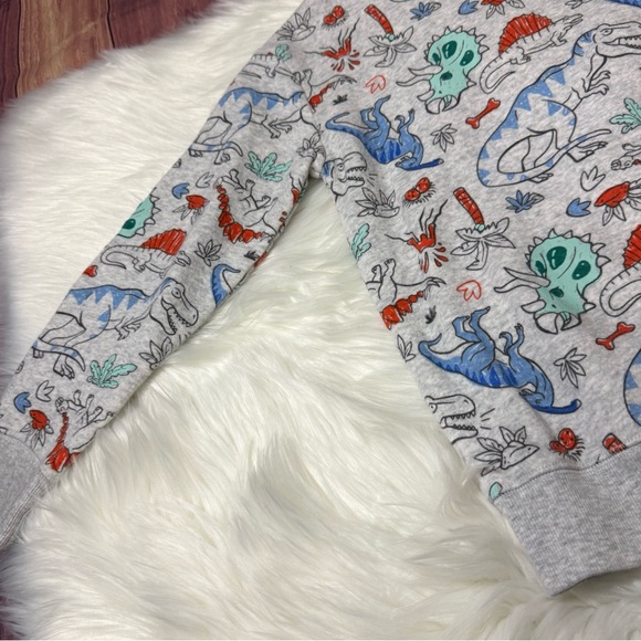 Jumping Beans Gray Dinosaur Fleece Sweatshirt - Boys Size 7 - Picture 7 of 12